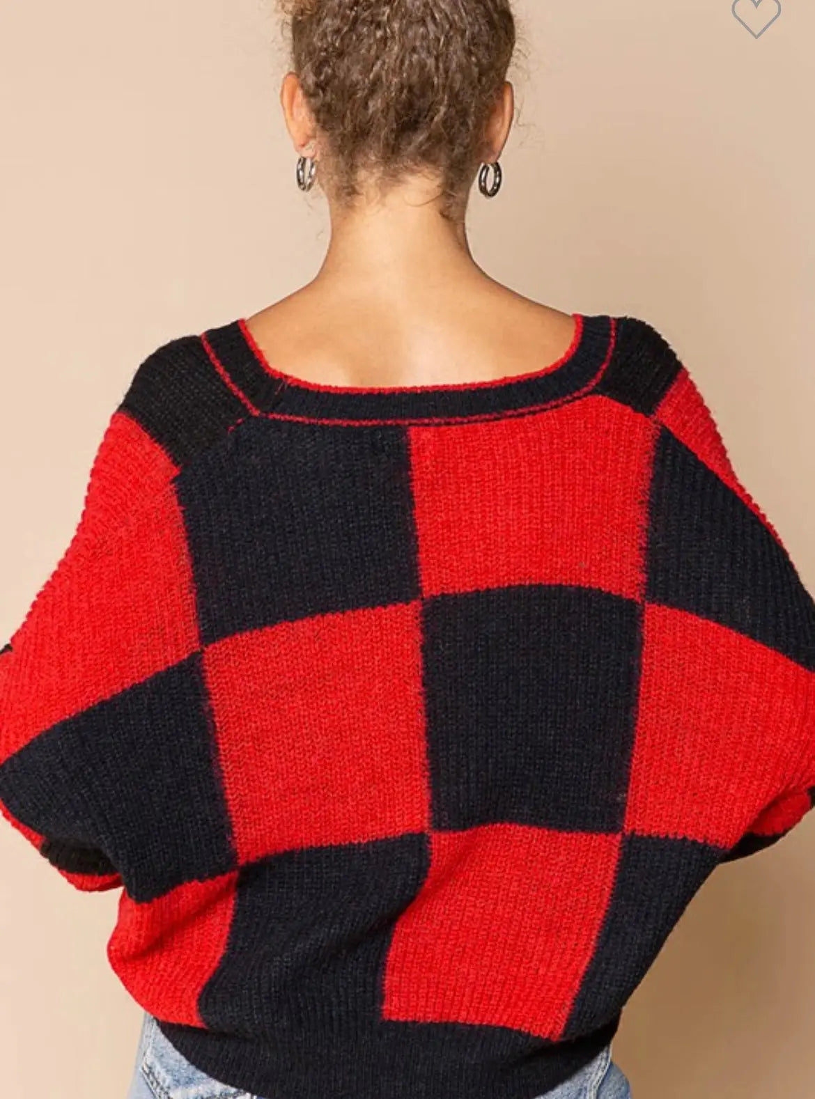 Black and red checkered cheap sweater