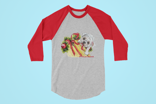 Santa Paws, Adult Unisex Raglan Holiday Shirt