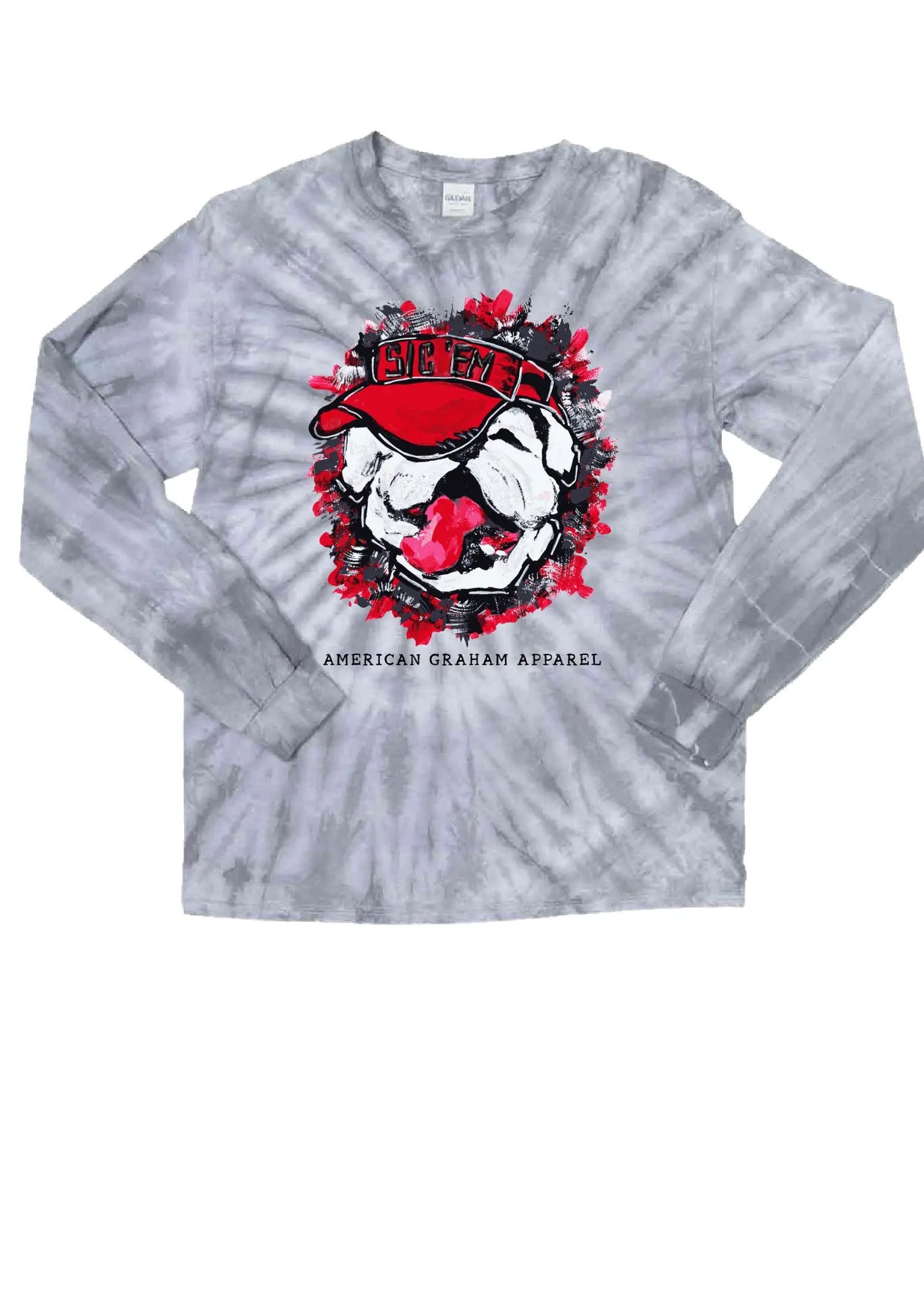 Sic Em Tie-Dye Long Sleeve Tee American Graham Apparel
